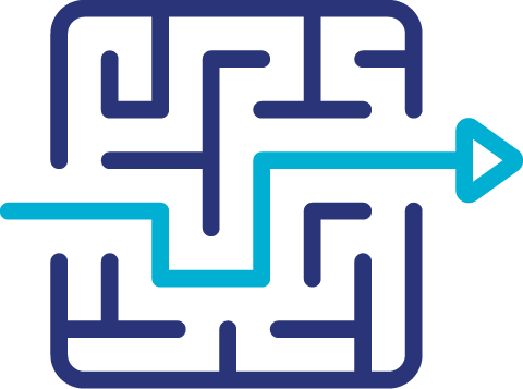 simple maze with solution line